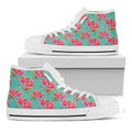 Bird Pink Floral Flower Pattern Print White High Top Sneakers
