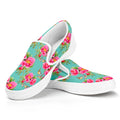 Bird Pink Floral Flower Pattern Print White Slip On Sneakers