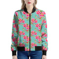 Bird Pink Floral Flower Pattern Print Women's Bomber Jacket