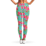 Bird Pink Floral Flower Pattern Print Women's Leggings