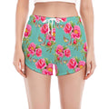 Bird Pink Floral Flower Pattern Print Women's Split Running Shorts