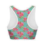 Bird Pink Floral Flower Pattern Print Women's Sports Bra