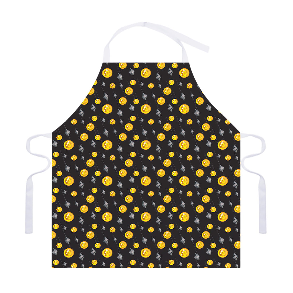 Bitcoin And Ethereum Pattern Print Adjustable Apron