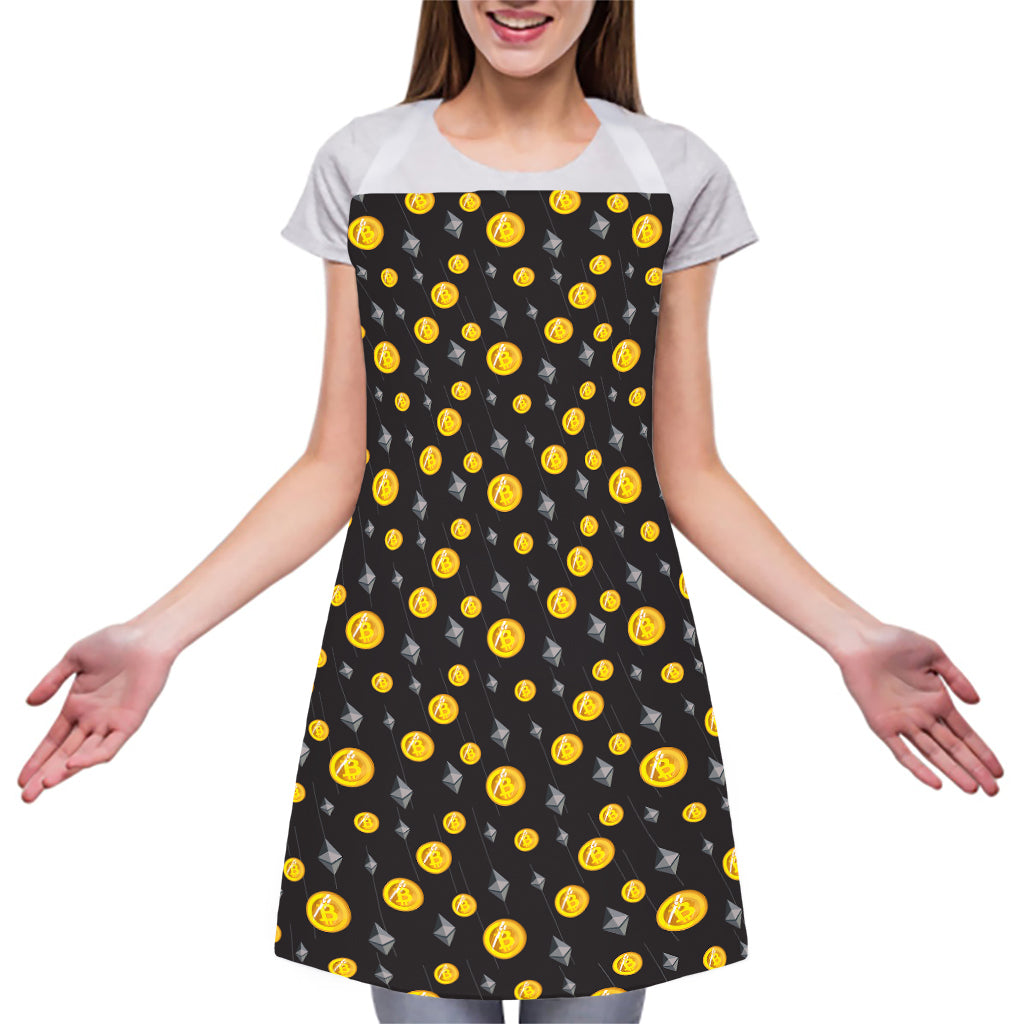 Bitcoin And Ethereum Pattern Print Adjustable Apron