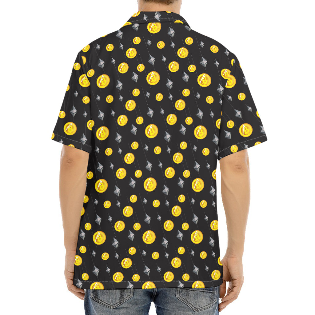 Bitcoin And Ethereum Pattern Print Aloha Shirt