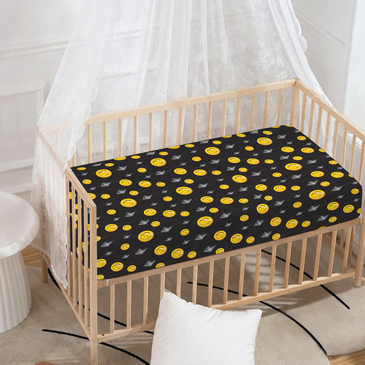 Bitcoin And Ethereum Pattern Print Baby Crib Sheet