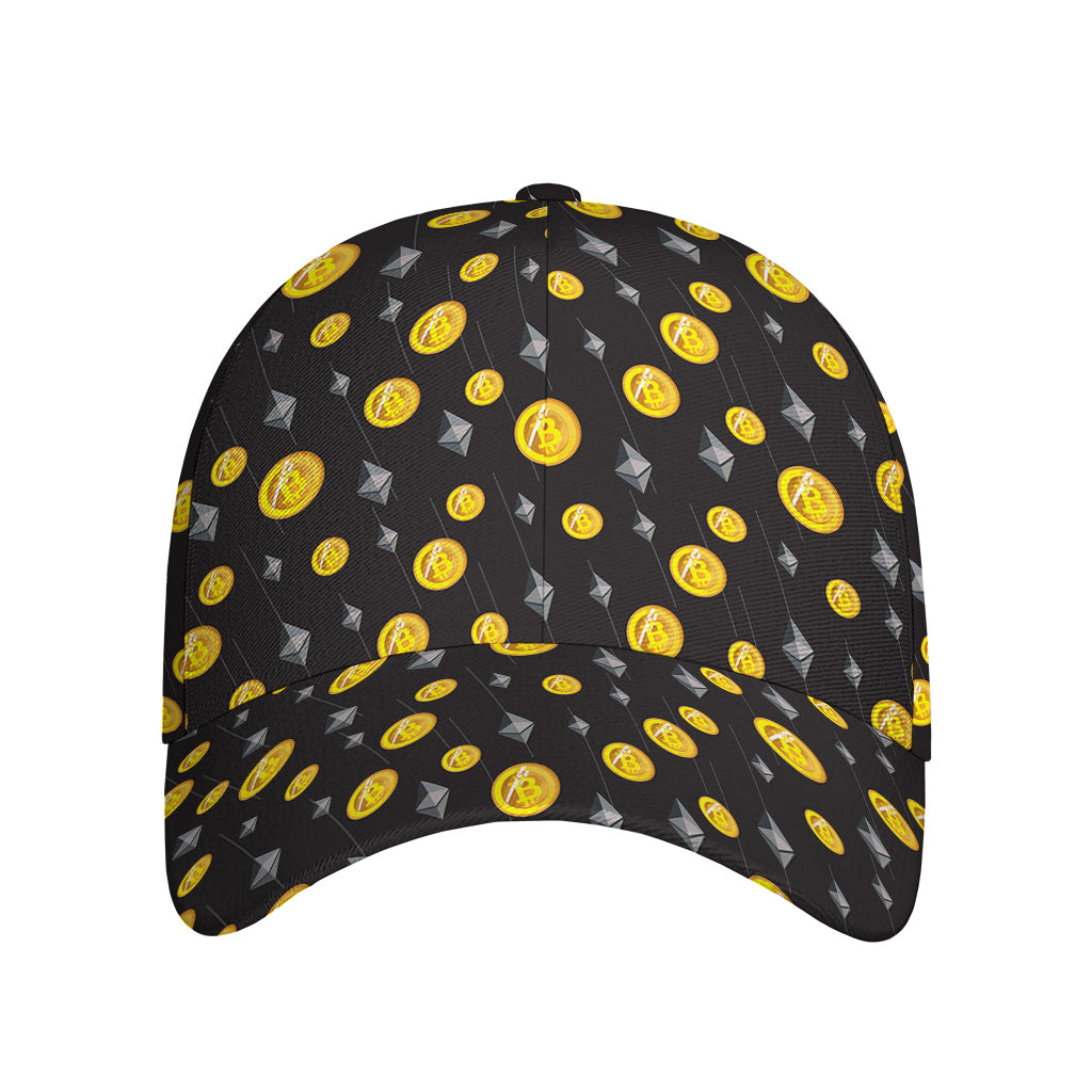 Bitcoin And Ethereum Pattern Print Baseball Cap