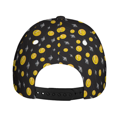Bitcoin And Ethereum Pattern Print Baseball Cap