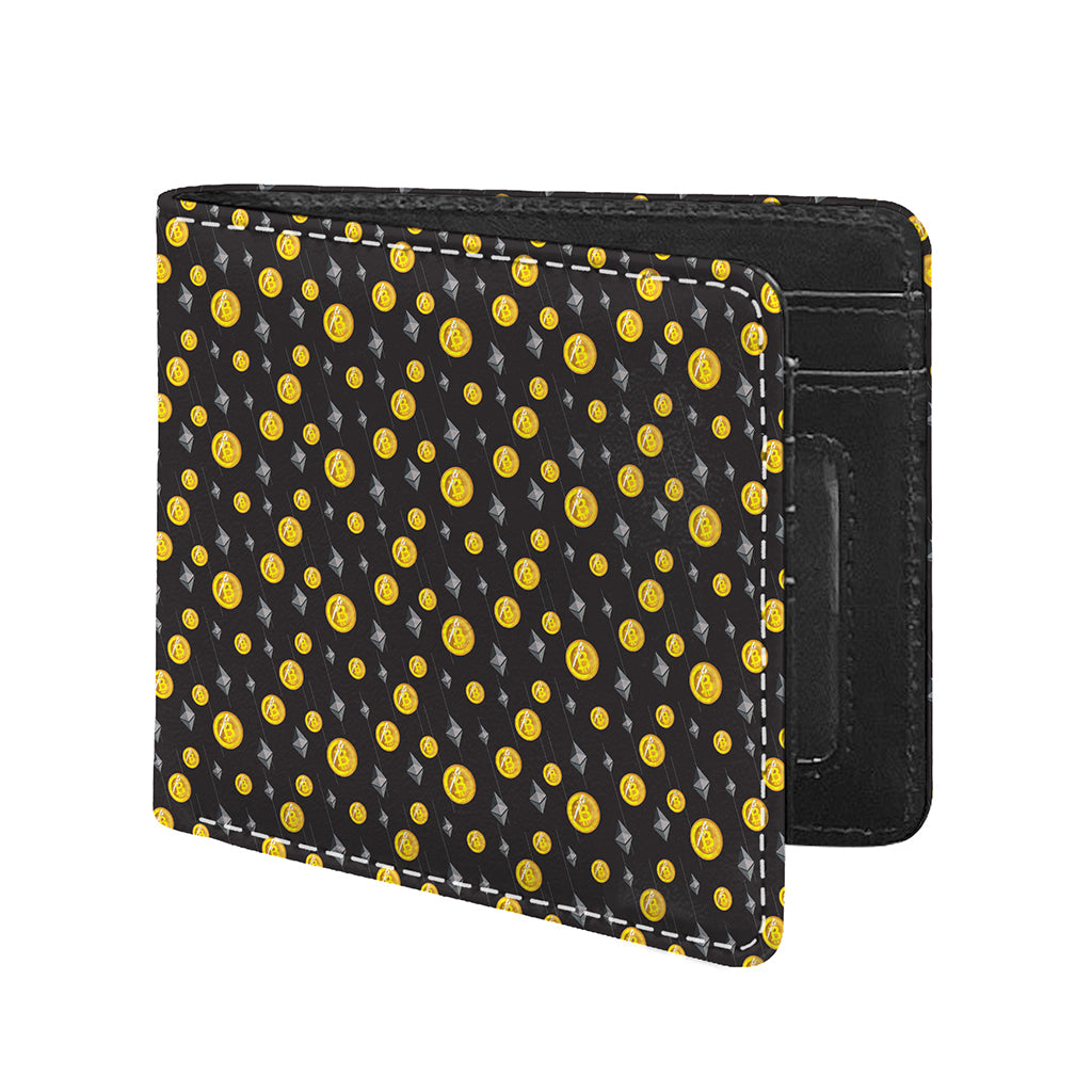 Bitcoin And Ethereum Pattern Print Bifold Wallet