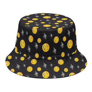 Bitcoin And Ethereum Pattern Print Bucket Hat