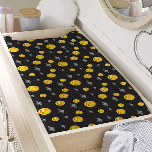 Bitcoin And Ethereum Pattern Print Changing Pad Cover