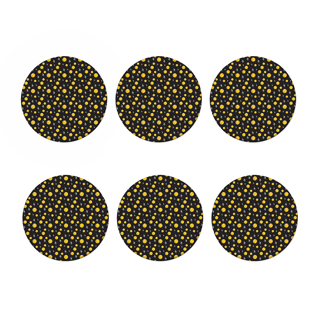 Bitcoin And Ethereum Pattern Print Coaster Set