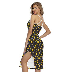 Bitcoin And Ethereum Pattern Print Cross Back Cami Dress