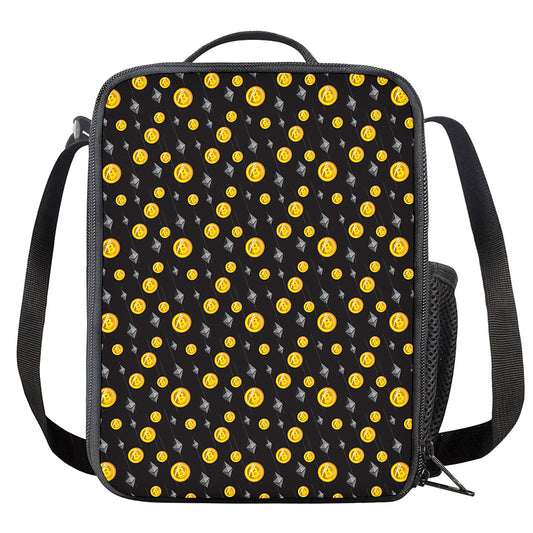 Bitcoin And Ethereum Pattern Print Crossbody Lunch Bag