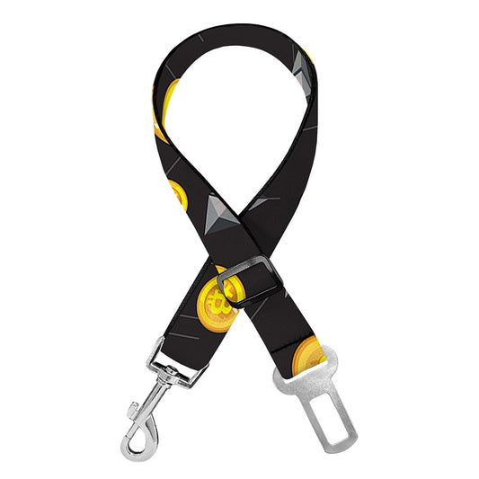 Bitcoin And Ethereum Pattern Print Dog Seat Belt