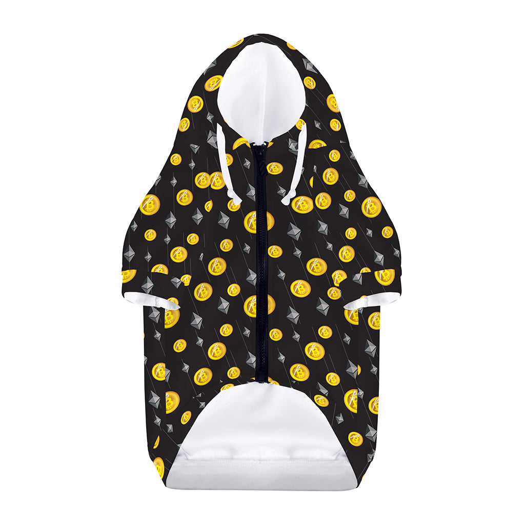 Bitcoin And Ethereum Pattern Print Dog Zip Up Hoodie