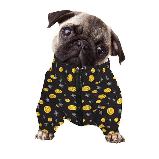 Bitcoin And Ethereum Pattern Print Dog Zip Up Jacket
