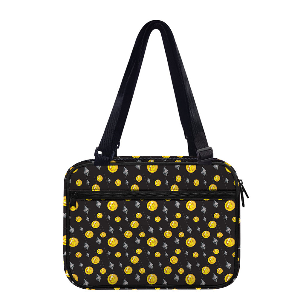 Bitcoin And Ethereum Pattern Print Double Strap Bible Bag