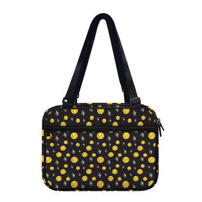 Bitcoin And Ethereum Pattern Print Double Strap Bible Bag