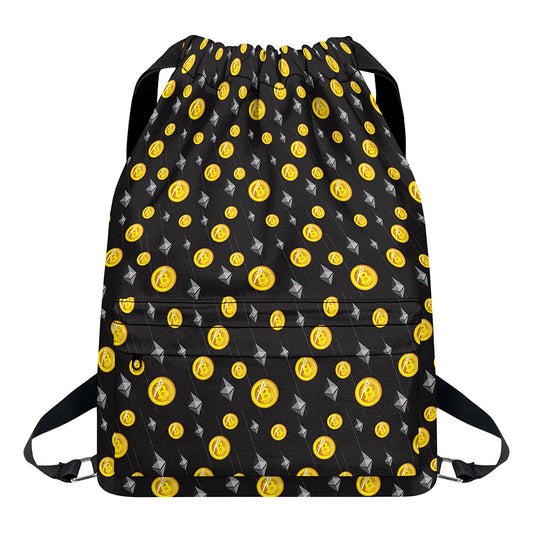 Bitcoin And Ethereum Pattern Print Drawstring Backpack