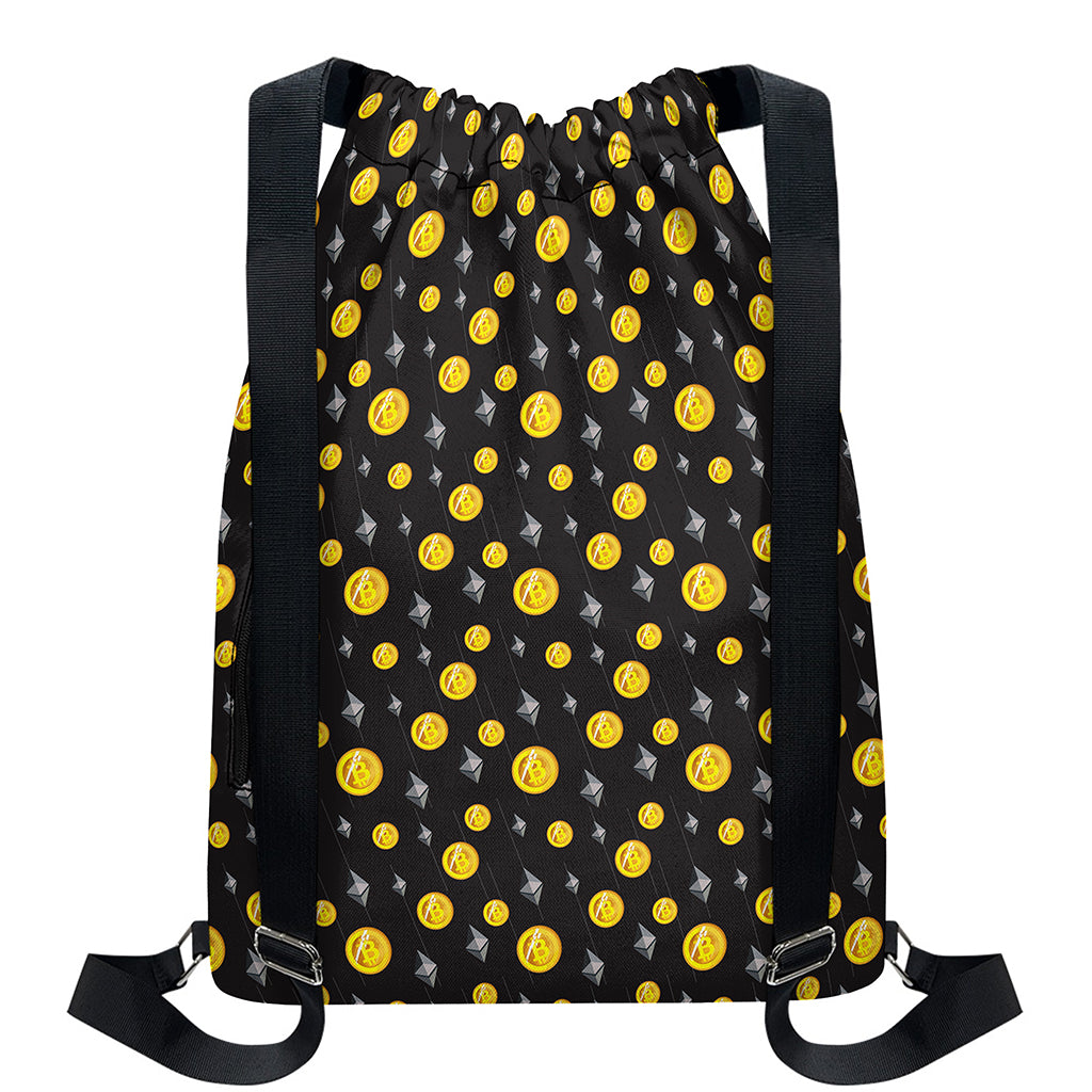 Bitcoin And Ethereum Pattern Print Drawstring Backpack