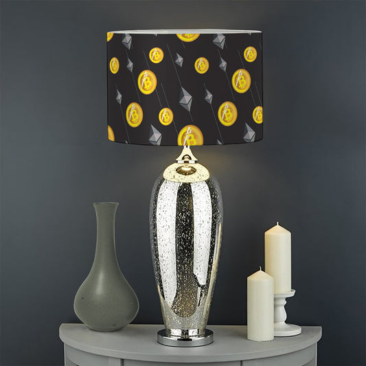 Bitcoin And Ethereum Pattern Print Drum Lamp Shade