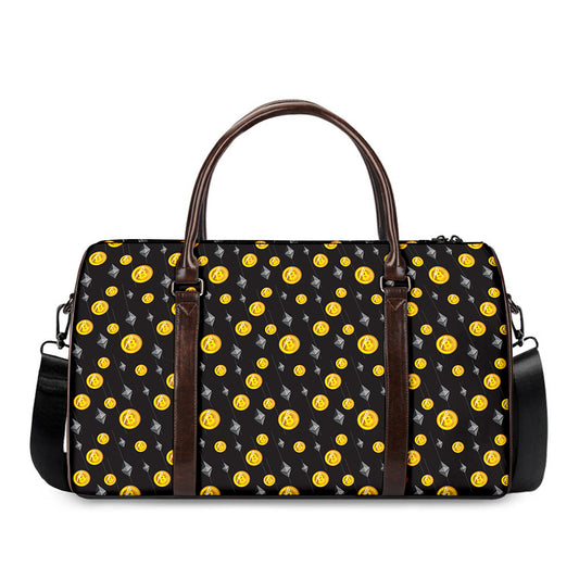 Bitcoin And Ethereum Pattern Print Duffle Bag