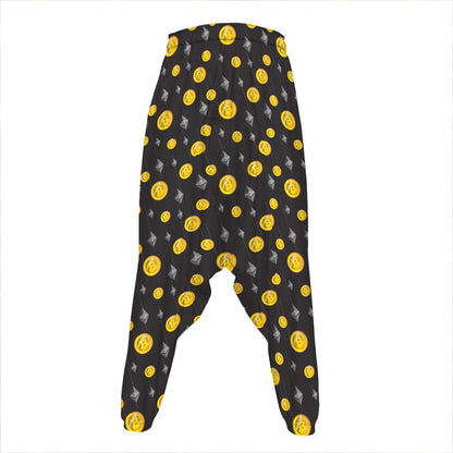 Bitcoin And Ethereum Pattern Print Hammer Pants