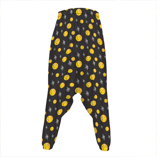 Bitcoin And Ethereum Pattern Print Hammer Pants