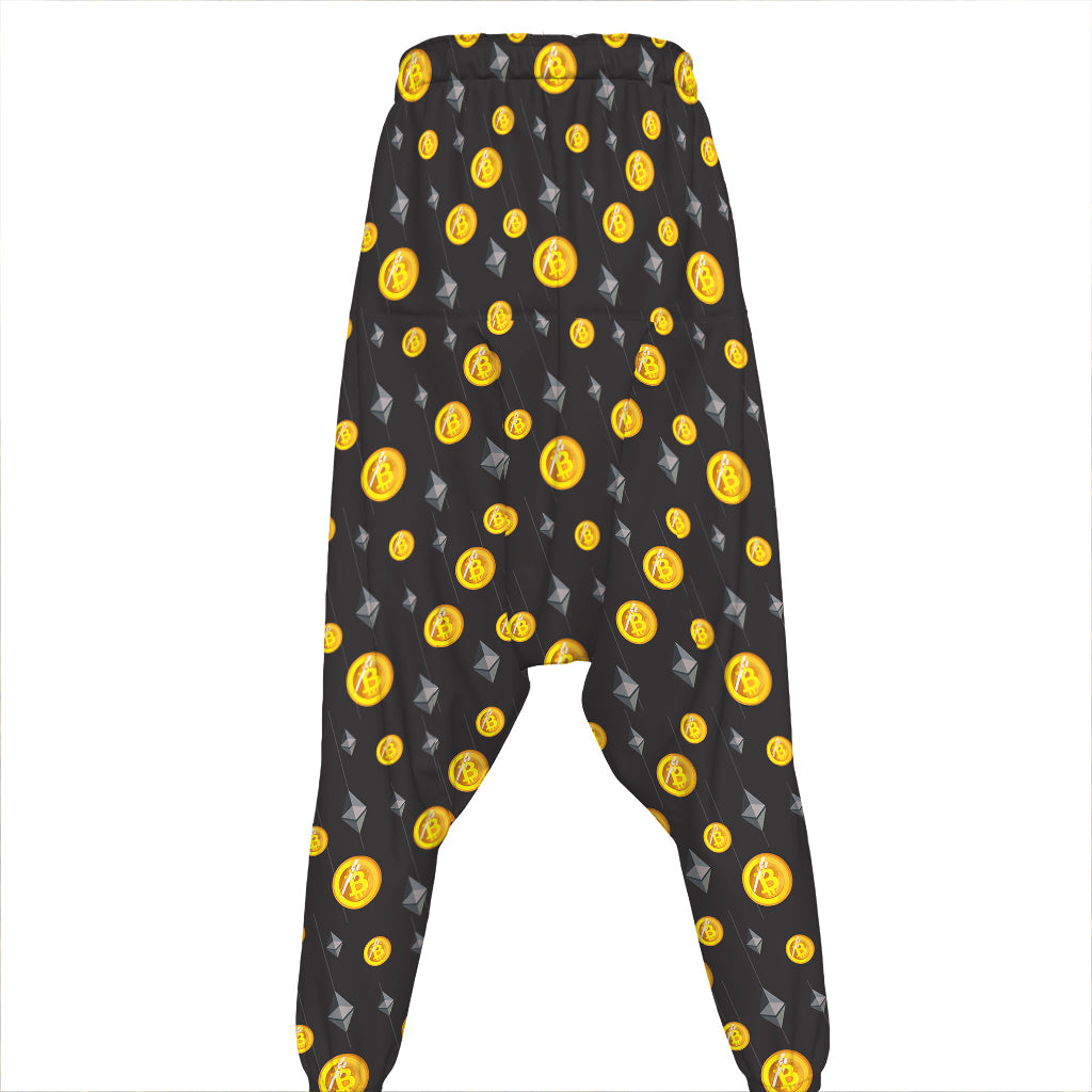 Bitcoin And Ethereum Pattern Print Hammer Pants