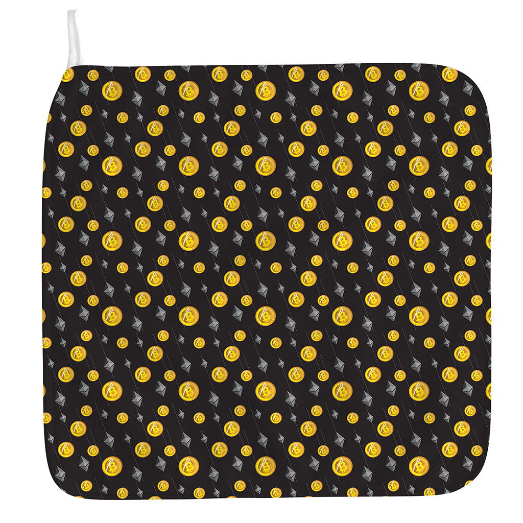 Bitcoin And Ethereum Pattern Print Hand Towel