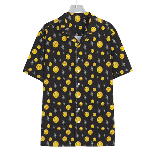 Bitcoin And Ethereum Pattern Print Hawaiian Shirt