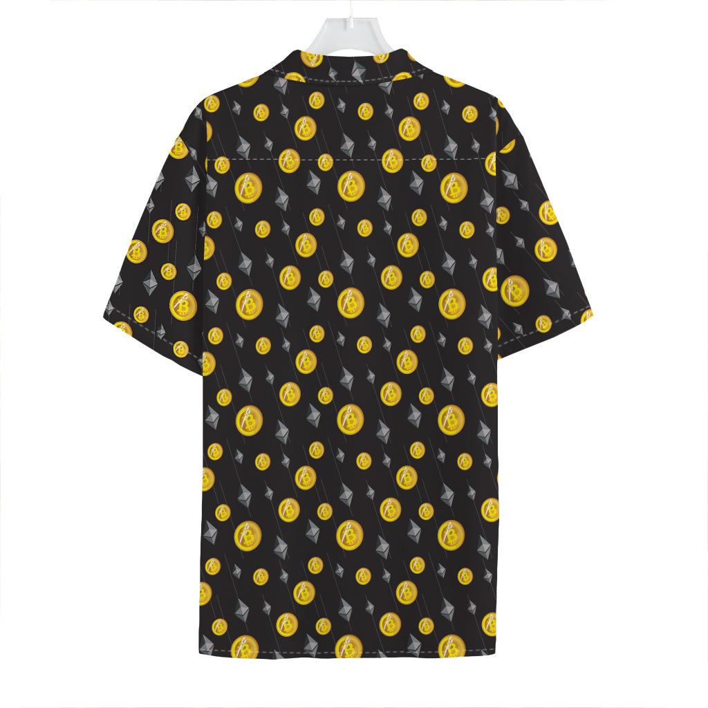 Bitcoin And Ethereum Pattern Print Hawaiian Shirt