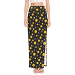 Bitcoin And Ethereum Pattern Print High Slit Maxi Skirt