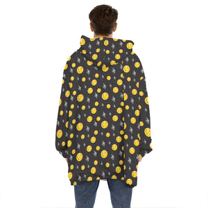 Bitcoin And Ethereum Pattern Print Hoodie Blanket