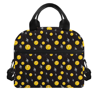 Bitcoin And Ethereum Pattern Print Insulated Lunch Bag