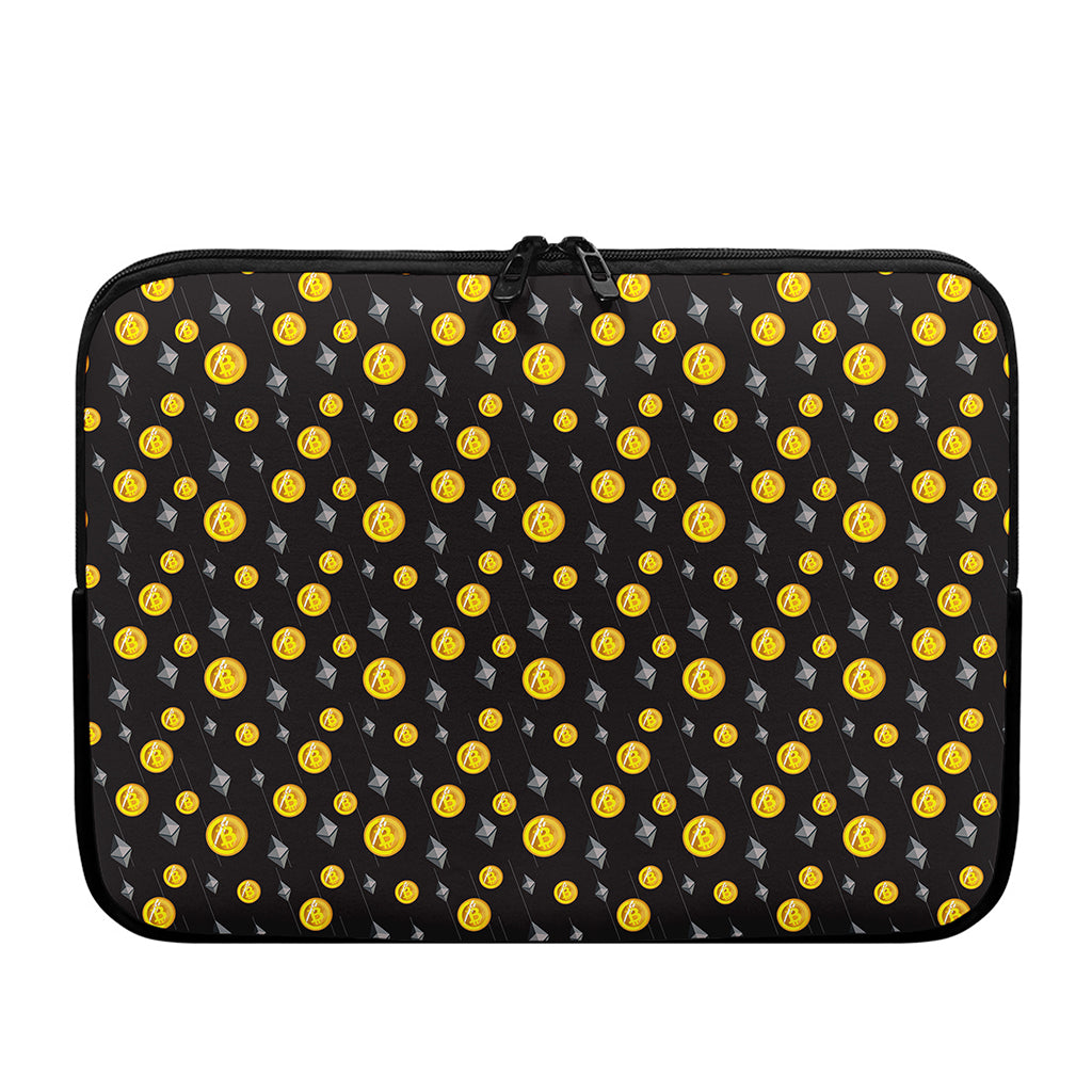 Bitcoin And Ethereum Pattern Print Laptop Sleeve