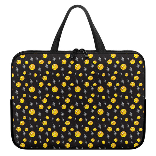 Bitcoin And Ethereum Pattern Print Laptop Sleeve With Handle