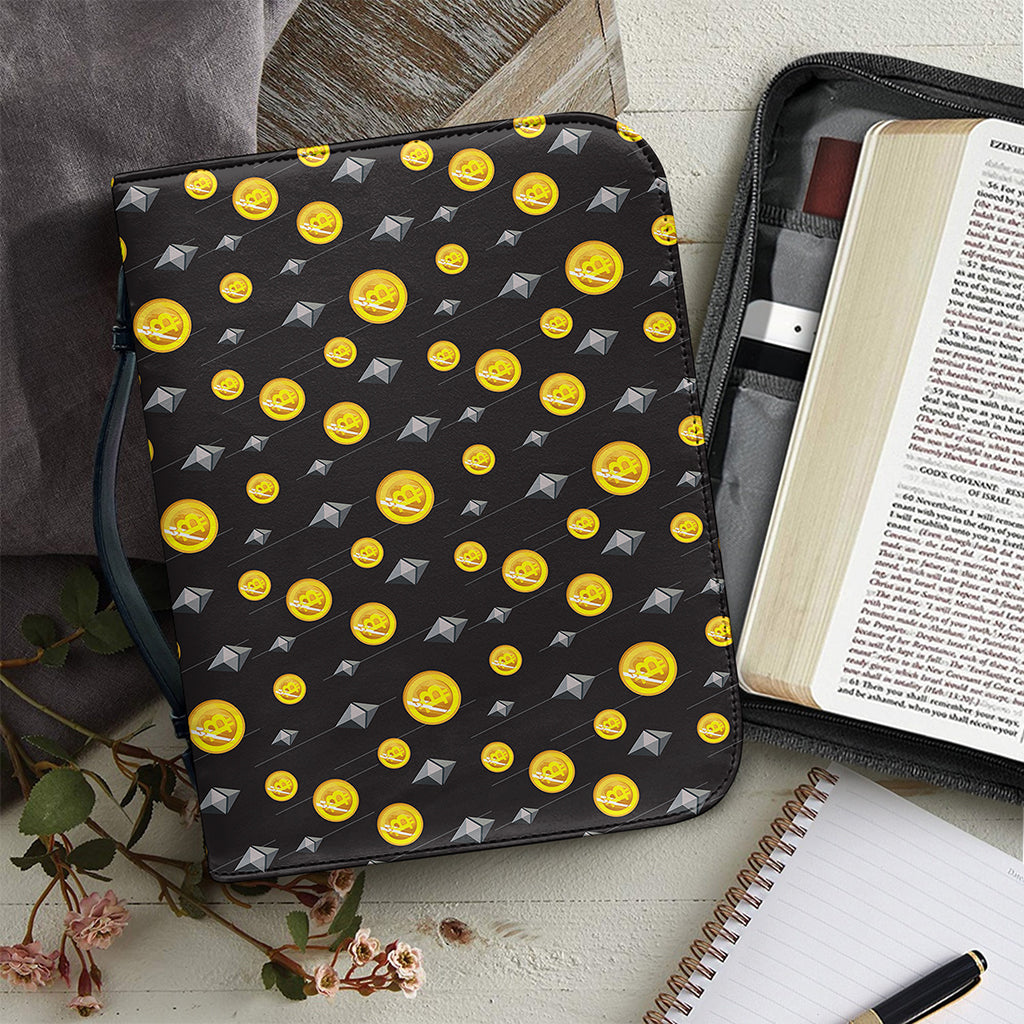 Bitcoin And Ethereum Pattern Print Leather Bible Cover