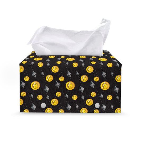 Bitcoin And Ethereum Pattern Print Leather Tissue Box Cover