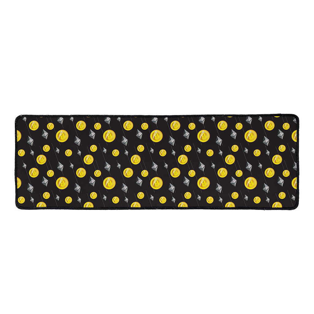 Bitcoin And Ethereum Pattern Print Long Kitchen Mat