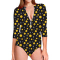 Bitcoin And Ethereum Pattern Print Long Sleeve Swimsuit
