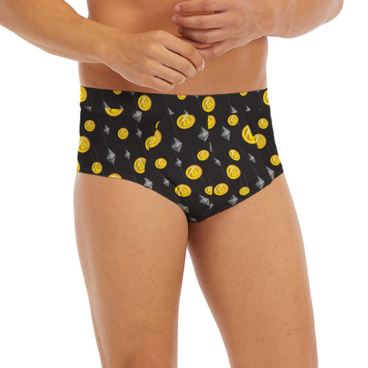 Bitcoin And Ethereum Pattern Print Men's Briefs