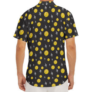 Bitcoin And Ethereum Pattern Print Men's Deep V-Neck Shirt