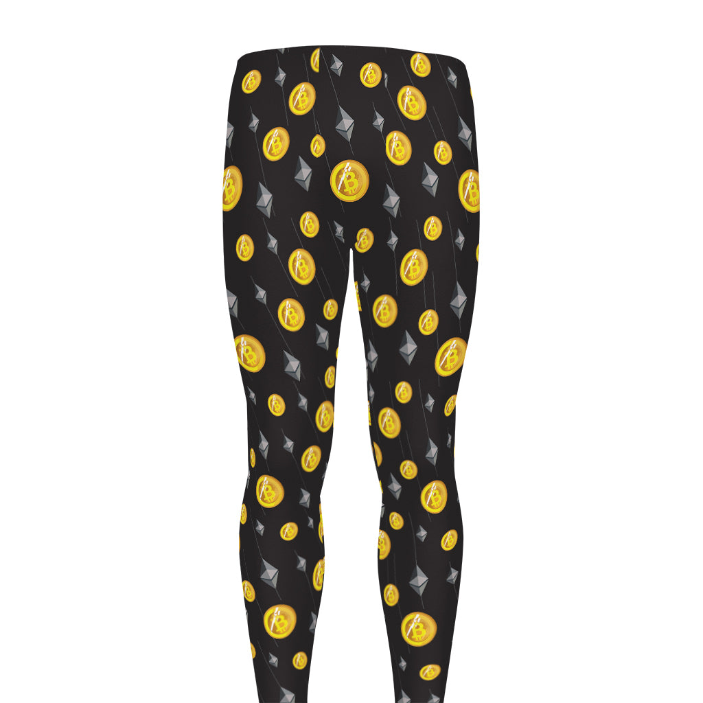 Bitcoin And Ethereum Pattern Print Men's leggings