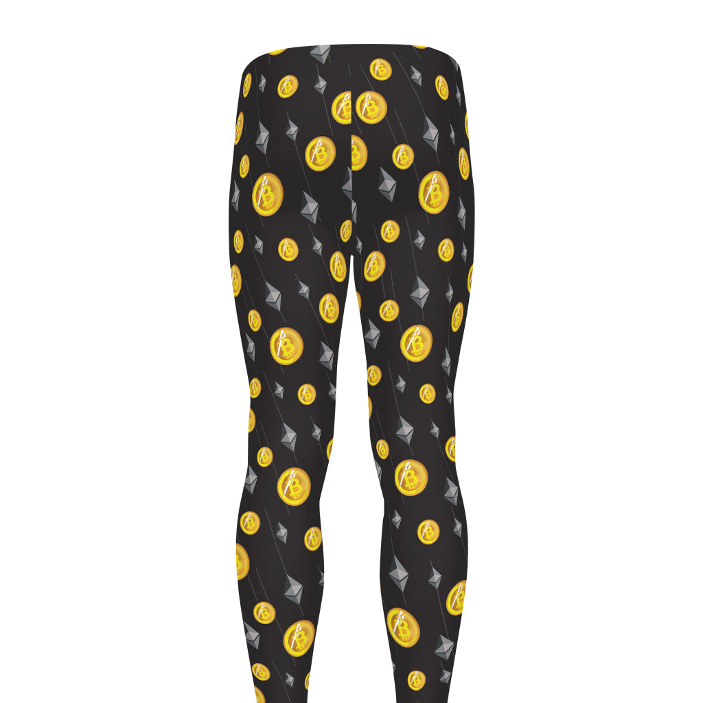 Bitcoin And Ethereum Pattern Print Men's leggings