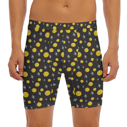 Bitcoin And Ethereum Pattern Print Men's Long Boxer Briefs