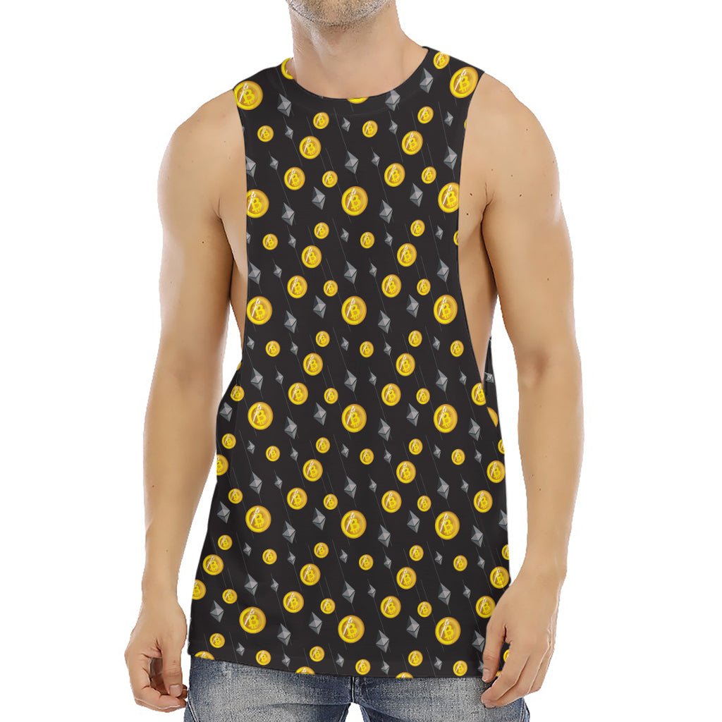 Bitcoin And Ethereum Pattern Print Men's Muscle Tank Top