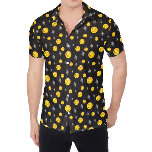 Bitcoin And Ethereum Pattern Print Men's Shirt