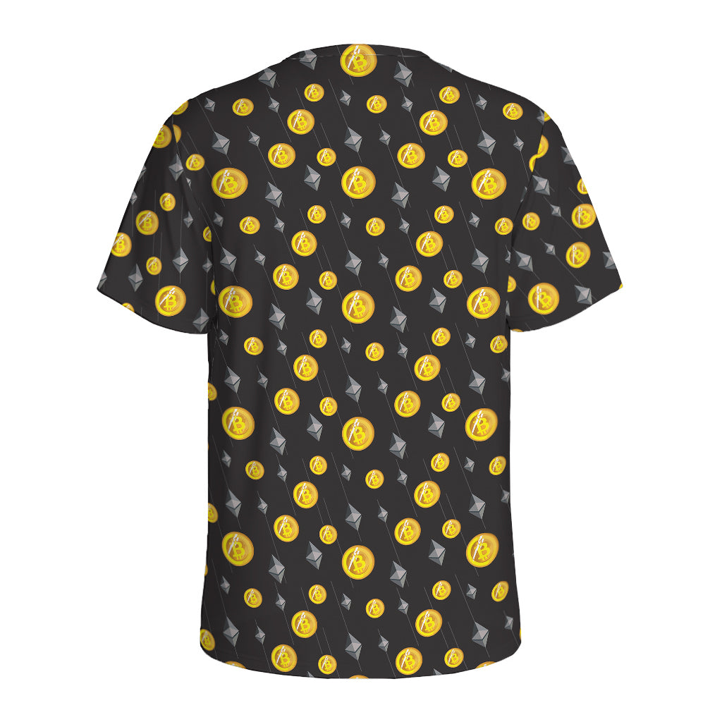 Bitcoin And Ethereum Pattern Print Men's Sports T-Shirt